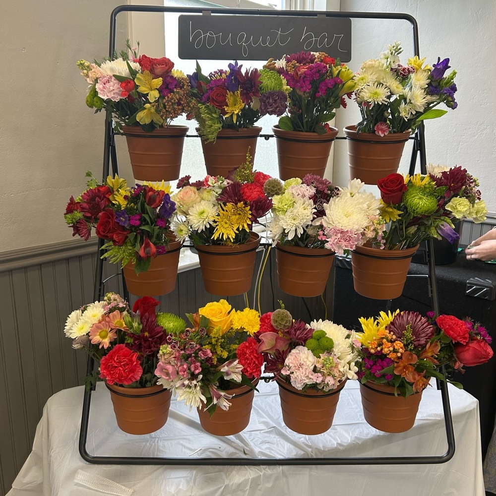 Flower display stand- great for a bridal shower!